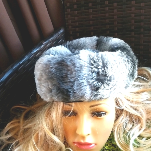 60's MISS DIOR by Christian DIOR Fur TAM Grey Puffy Panel Euro Chic Snow HAT EVC - Picture 5 of 16